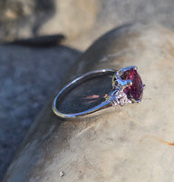 18k white gold pink tourmaline and diamond estate ring