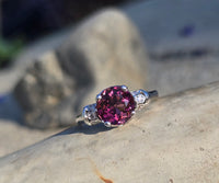 18k white gold pink tourmaline and diamond estate ring