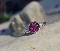 18k white gold pink tourmaline and diamond estate ring