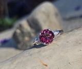 18k white gold pink tourmaline and diamond estate ring