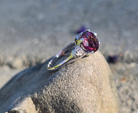 18k white gold pink tourmaline and diamond estate ring