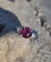 18k white gold pink tourmaline and diamond estate ring