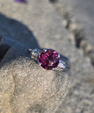 18k white gold pink tourmaline and diamond estate ring