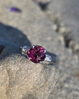 18k white gold pink tourmaline and diamond estate ring
