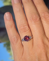 18k white gold pink tourmaline and diamond estate ring