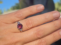 18k white gold pink tourmaline and diamond estate ring