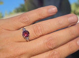 18k white gold pink tourmaline and diamond estate ring
