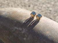 14k gold bezel set European cut diamond studs earrings - .36ct tw