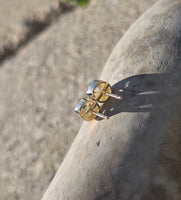 18k gold bezel set old mine cut diamond studs earrings - .72ct tw