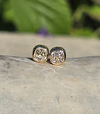 18k gold bezel set old mine cut diamond studs earrings - .72ct tw