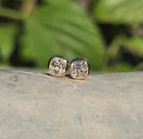 18k gold bezel set old mine cut diamond studs earrings - .72ct tw