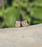 18k gold bezel set old mine cut diamond studs earrings - .72ct tw