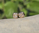 18k gold bezel set old mine cut diamond studs earrings - .72ct tw