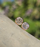 18k gold bezel set old mine cut diamond studs earrings - .87ct tw