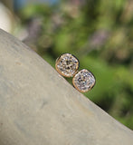 18k gold bezel set old mine cut diamond studs earrings - .87ct tw