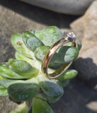 Platinum bezel and 18k gold mine cut diamond solitaire antique estate ring HOLD