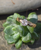 Platinum bezel and 18k gold mine cut diamond solitaire antique estate ring HOLD