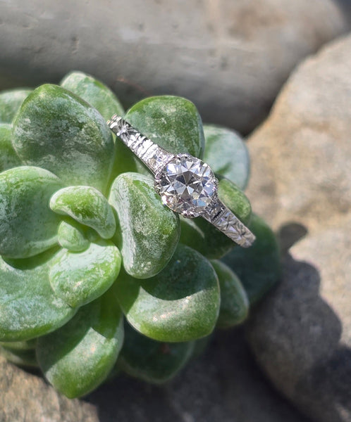 Platinum c.1920's European cut diamond antique engagement wedding ring