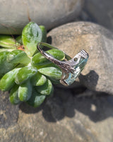 14k white gold c.1920's filigree marquise aquamarine ring