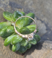 14k-18k gold two tone diamond antique estate ring