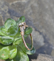 14k-18k gold two tone diamond antique estate ring