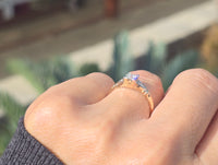 14k-18k gold two tone diamond antique estate ring