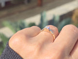 14k-18k gold two tone diamond antique estate ring