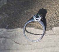 14k white gold natural blue zircon Deco estate ring