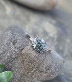 14k white gold natural blue zircon Deco estate ring