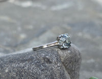 14k white gold natural blue zircon Deco estate ring