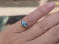 14k white gold natural blue zircon Deco estate ring