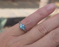 14k white gold natural blue zircon Deco estate ring