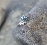 14k white gold natural blue zircon Deco estate ring