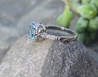 Platinum aquamarine and diamond antique ring