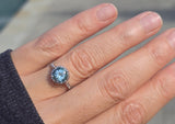 Platinum aquamarine and diamond antique ring