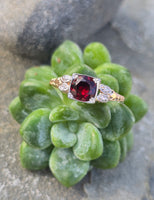 14k gold two-tone Deco garnet and diamond ring HOLD