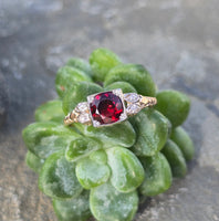 14k gold two-tone Deco garnet and diamond ring HOLD