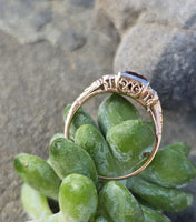14k gold two-tone Deco garnet and diamond ring HOLD