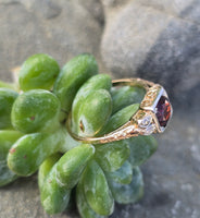 14k gold two-tone Deco garnet and diamond ring HOLD