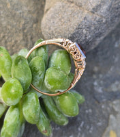 14k gold two-tone Deco garnet and diamond ring HOLD