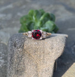 14k gold two-tone Deco garnet and diamond ring HOLD
