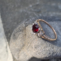 14k gold two-tone Deco garnet and diamond ring HOLD