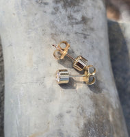 14k gold bezel set European cut diamond studs earrings - .36ct tw