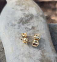 18k gold bezel set old mine cut diamond studs earrings - .72ct tw