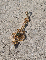 10k gold Victorian green tourmaline & seed pearl necklace pendant lavaliere