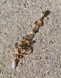 10k gold Victorian green tourmaline & seed pearl necklace pendant lavaliere