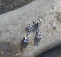14k white gold old European cut diamond studs earrings .88ct tw