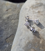 14k white gold old European cut diamond studs earrings .88ct tw