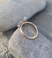 silver + 14k gold WOLF FOX diamond and ruby ring