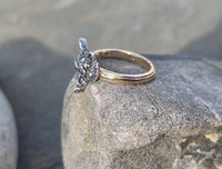 silver + 14k gold WOLF FOX diamond and ruby ring